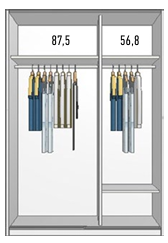 150cm Garderobeskab med 2 skydelåger 